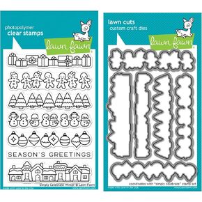 Lawn Fawn Simply Celebrate Winter Clear Stamps and Coordinating Lawn Cut Custom Craft Dies Two Item Bundle (LF1769, LF1770)