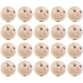 Milisten Clay Beads 50Pcs Round Wooden Smile Face Beads Doll Head Wood Loose Beads Round Spacer Beads with Hole DIY Beads Jewelry Making Decoration(18MM) Bracelet Making Kit