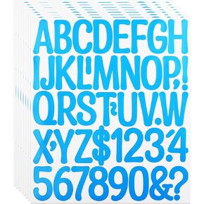 8 Sheets 2 Inch Letter Number Stickers, 376 Pieces Self Adhesive Vinyl Capital Alphabet Punctuation Stickers for Scrapbook, Mailbox, Crafts and DIY, Green