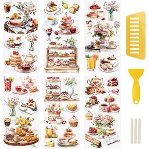 WANDIC 6PCS Vintage Mushroom Green Leaves Rub On Transfer Stickers for DIY Scrapbooking Photo Furniture Windows