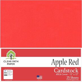 Clear Path Paper Dark Red Cardstock - 12 x 12 inch - 80Lb Cover - 25 Sheets