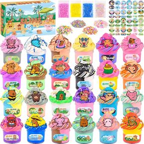 24 Pack Axolotl Butter Slime Kit ، Highland Cattle Capibara Slime ، عبر الإنترنت سحر الوحل للحيوانات الشهيرة ، الأليان الناعمة ، ألعاب تخفيف الإجهاد للأطفال ، تفضل الحفلات للأطفال الصغار المراهقين الفتيات والفتيان