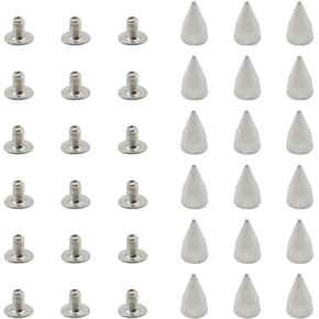 Hocansen 100 Set Spikes Studs 7x20mm Punk Rivets Metal Bullet Cone Spikes with Screwbacks Cool Double Cap Brolds for DIY ، Craft Leather (7x20mm/pk)