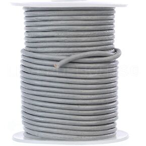 CleverDelights Gray Genuine Leather Cord - 1/16" (2mm) Round - 50 Feet