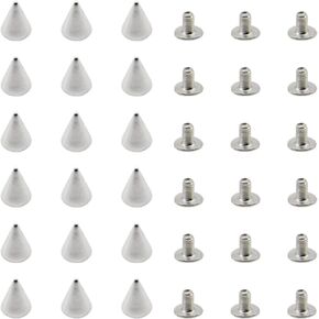 Hocansen 100 Set Spikes Studs 7x20mm Punk Rivets Metal Bullet Cone Spikes with Screwbacks Cool Double Cap Brolds for DIY ، Craft Leather (7x20mm/pk)