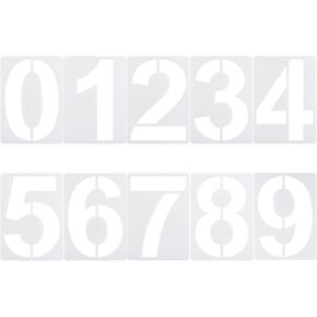 10Pcs Large Number Stencils 14 Inch Reusable Plastic Curb Templates for Painting on Road, Wood, Wall, Fabric