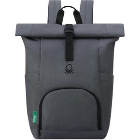 United Colors of Benetton Be Rolltop Backpack, Anthracite, 15.6 Inch Laptop Sleeve
