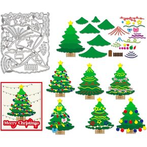 BENECREAT Christmas Tree Cutting Dies Stencils, Christmas Light Balls Carbon Steel Embossing Tool Die Cuts Metal Template for DIY Scrapbooking, Photo Album, Decorative Embossing, 4.3x5.4inch