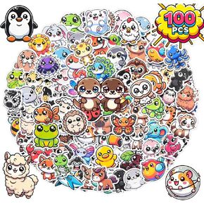 200 Pcs Kids Stickers | Colorful Animal & Food Character | Vinyl Sticker Pack for Water Bottles, Laptops, Scrapbooking, Christmas, School Project | Best Sticker Gift for Teens & Adults | Chibi Kawaii