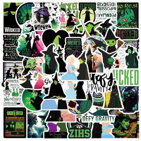 55 Pcs Wicked Stickers, Reusable,Aesthetic Vinyl Waterproof Witch Sticker for Waterbottle, Laptop,Phone, Pad, Guitar,Skateboard, Luggage,Scrapbooking,Gift for Teens, Girls