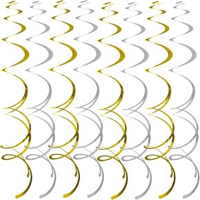 40Pcs Colorful Swirl Ceiling Decor Plastic Hanging Streamers Party Decorations Spiral Foil Party Supplies for Birthday Halloween Christmas Fall Celebration All Kinds of Parties