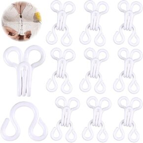 100 Set Copper Sewing Hooks and Eyes Closure-White Hooks Replacement for Bra and Clothing DIY Craft