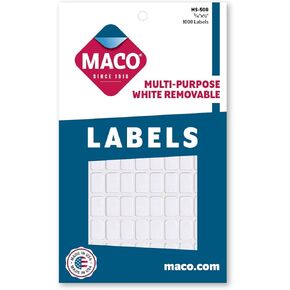 MACO White Rectangular Multi-Purpose Labels, 5/16 x 1/2 Inches, 1000 Per Box (MS-508)