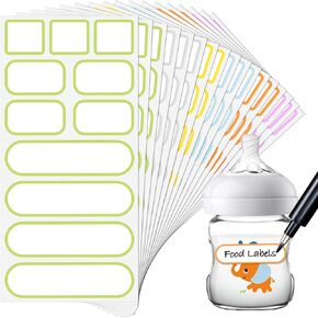198PCS Baby Bottle Labels for Daycare Waterproof Removable Write-on Blank Freezer Food Labels Kitchen Labels Date Stickers for Food Storage Containers, Pantry Spice Canning Jars, Name Labels for Kids