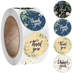 500PCS Clear Thank You Sticker Roll, 1.5 Inch Transparent PVC Gold Thank You Labels, Small Business Self Adhesive Waterproof Tags for Greeting Cards, Bouquets, Candy Bags, Packaging, Wedding Bags