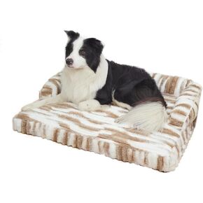 Dog Beds,Waterproof Memonry Foam XL Big Dog Bed,Plush,Non-Slip and Egg-Crate Foam Couch Bed with Washable Remivable Cover,Khaki Tiger Stripe (Light Grey Regular Markings, Large)
