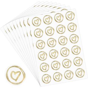 easykart labels 500 Gold Heart Stickers Transparent 1 inch Envelope Seal Stickers, recomended for Gift Packing and Sealing