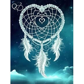 SKRYUIE 5D Diamond Painting Love Dream Catcher Full Drill by Number Kits, DIY Rhinestone Pasted Paint Set for Arts Craft Decoration 30x40cm(12x16inch)