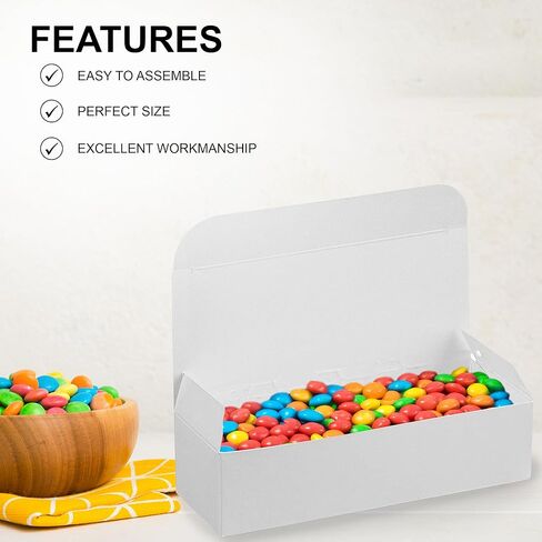 MT Products White Candy and Chocolate Gift Box 5" x 2 1/4" x 1 1/4" - Extra Small Fudge Box - Pack of 20 in Kuwait