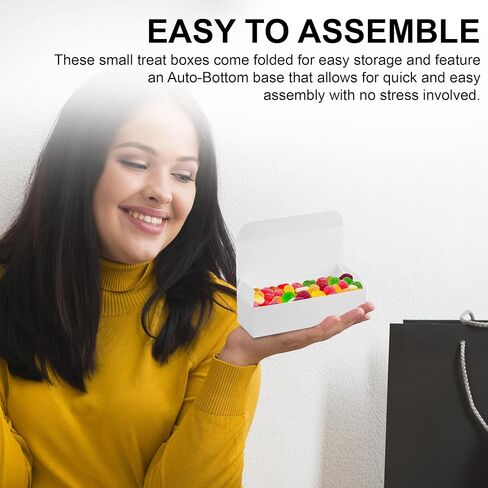 MT Products White Candy and Chocolate Gift Box 5" x 2 1/4" x 1 1/4" - Extra Small Fudge Box - Pack of 20 in Kuwait