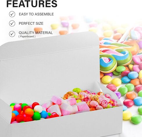 MT Products White Candy and Chocolate Gift Box 5" x 2 1/4" x 1 1/4" - Extra Small Fudge Box - Pack of 20 in Kuwait
