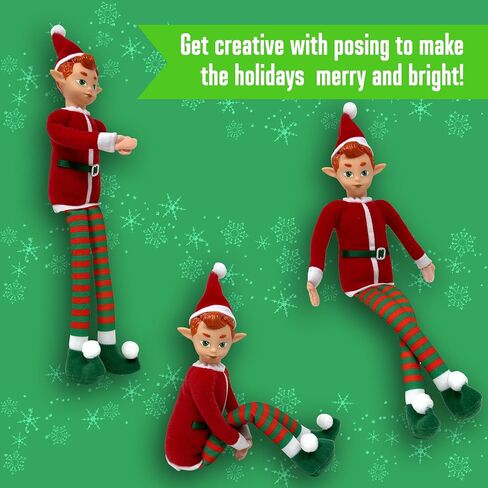 The Original Elf 12" Plush Christmas Elf Doll – Poseable Shelf Sitter with Dangling Legs – Perfect for Christmas Decorations, Toy Elf for Kids, Mini Elf Christmas Elves, and Elf Tree Topper in Saudi Arabia