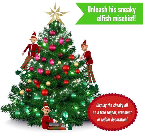 The Original Elf 12" Plush Christmas Elf Doll – Poseable Shelf Sitter with Dangling Legs – Perfect for Christmas Decorations, Toy Elf for Kids, Mini Elf Christmas Elves, and Elf Tree Topper in Saudi Arabia
