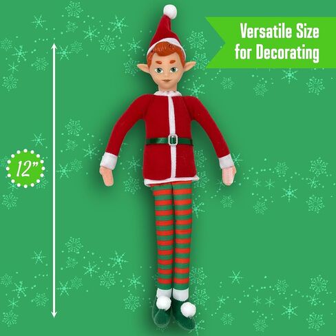 The Original Elf 12" Plush Christmas Elf Doll – Poseable Shelf Sitter with Dangling Legs – Perfect for Christmas Decorations, Toy Elf for Kids, Mini Elf Christmas Elves, and Elf Tree Topper in Saudi Arabia