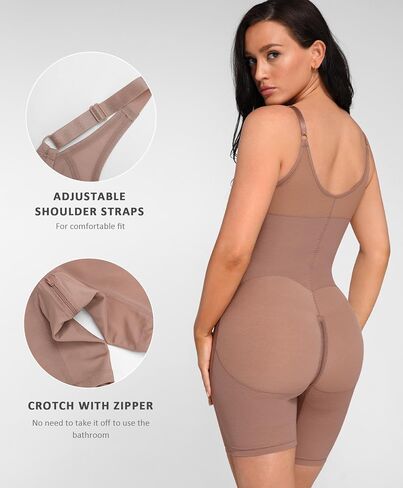 FeelinGirl Fajas Colombianas Shapewear for Women Tummy Control Post Surgery Full Body Shaper Butt Lifter with Zipper Crotch in Saudi Arabia