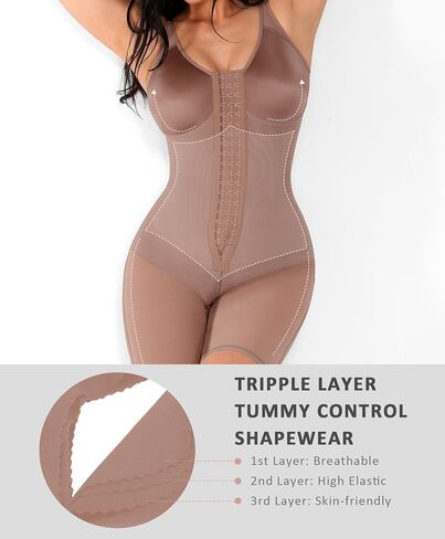 FeelinGirl Fajas Colombianas Shapewear for Women Tummy Control Post Surgery Full Body Shaper Butt Lifter with Zipper Crotch in Saudi Arabia