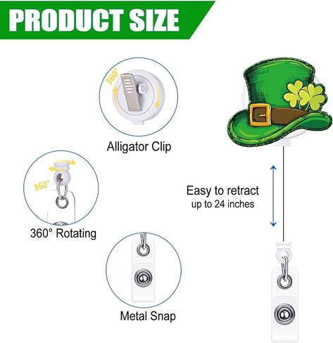 St Patricks Day Badge Reel Retractable with Alligator Clip Dachshund Shamrock Badge Holder Acrylic Name Tag Clip for Nurses Nursing Teachers Students in Kuwait