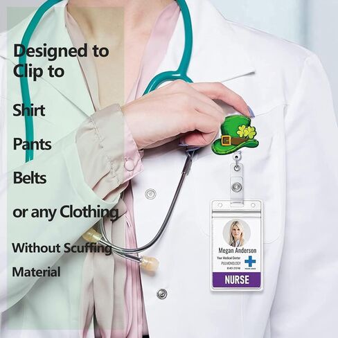 St Patricks Day Badge Reel Retractable with Alligator Clip Dachshund Shamrock Badge Holder Acrylic Name Tag Clip for Nurses Nursing Teachers Students in Kuwait