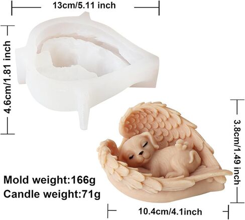 Angel Dog Candle Mold, 3D Sleeping Dog with Wings Silicone Mold for Epoxy Resin, Soy Wax Candle, Plaster, Statue, Concrete, Pet Memorial Crafts (Dog) in Saudi Arabia