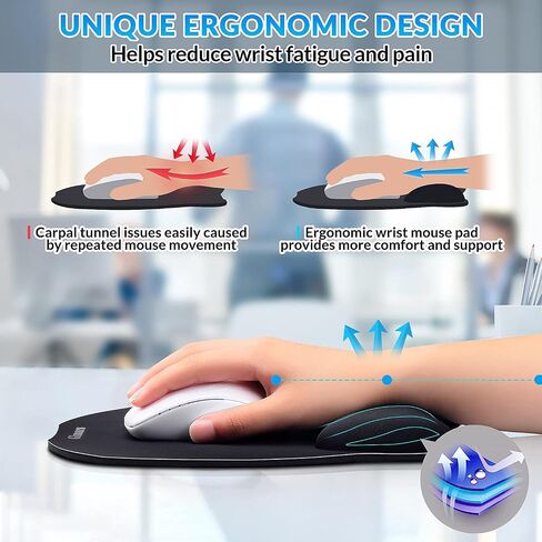 Gimars Enlarge [ 30% Larger Moving Space] Mouse Pad Wrist Support,Soft & Comfortable MousePad for Computer,Smooth Superfine Fibre Memory Foam Ergonomic Mouse Pad Wrist Rest for Laptop, Gaming & Office in Saudi Arabia