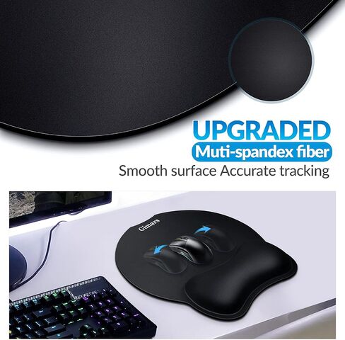 Gimars Enlarge [ 30% Larger Moving Space] Mouse Pad Wrist Support,Soft & Comfortable MousePad for Computer,Smooth Superfine Fibre Memory Foam Ergonomic Mouse Pad Wrist Rest for Laptop, Gaming & Office in Saudi Arabia