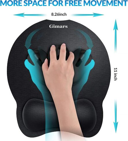 Gimars Enlarge [ 30% Larger Moving Space] Mouse Pad Wrist Support,Soft & Comfortable MousePad for Computer,Smooth Superfine Fibre Memory Foam Ergonomic Mouse Pad Wrist Rest for Laptop, Gaming & Office in Saudi Arabia