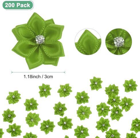 200-Pack Satin Ribbon Flowers, 1.2 Inch Mini Fabric Flowers with Rhinestones Flower Ribbon Appliques for Crafts DIY/Wedding/Ornament/Party/Home [Dark Coffee] in Saudi Arabia