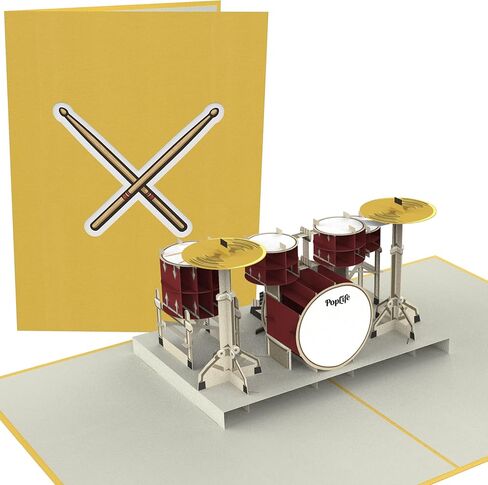 PopLife Drum Kit 3D Pop Up Card - Musician Birthday Card, Retirement Party, Father's Day, Rock Band Present, Music School Graduation - for Son, for Husband, for Dad, for Grandson, for Drummer in Kuwait