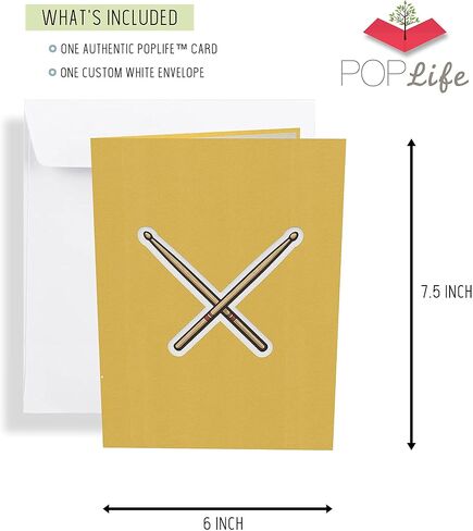 PopLife Drum Kit 3D Pop Up Card - Musician Birthday Card, Retirement Party, Father's Day, Rock Band Present, Music School Graduation - for Son, for Husband, for Dad, for Grandson, for Drummer in Kuwait
