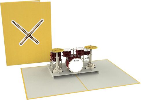 PopLife Drum Kit 3D Pop Up Card - Musician Birthday Card, Retirement Party, Father's Day, Rock Band Present, Music School Graduation - for Son, for Husband, for Dad, for Grandson, for Drummer in Kuwait