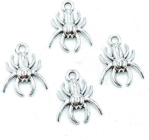 50pcs Charms Spider Halloween Animal Spider Pendants Bulk Tibetan Silver for DIY Craft Bracelet Necklace Jewelry Making Alloy Vintage Pendants 17 X 14mm (Ancient Silver) in Saudi Arabia