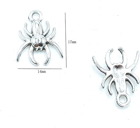 50pcs Charms Spider Halloween Animal Spider Pendants Bulk Tibetan Silver for DIY Craft Bracelet Necklace Jewelry Making Alloy Vintage Pendants 17 X 14mm (Ancient Silver) in Saudi Arabia