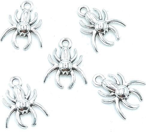 50pcs Charms Spider Halloween Animal Spider Pendants Bulk Tibetan Silver for DIY Craft Bracelet Necklace Jewelry Making Alloy Vintage Pendants 17 X 14mm (Ancient Silver) in Saudi Arabia