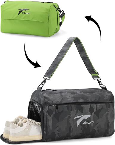 Tolaccea Gym Bag for Women Men 42L Lightweight Travel Duffle Bag Waterproof Sports Duffel with Shoe Compartment & Wet Pocket Carry on Weekender Overnight Bags for Airplane Workout Yoga, Black in Saudi Arabia