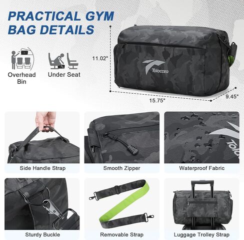 Tolaccea Gym Bag for Women Men 42L Lightweight Travel Duffle Bag Waterproof Sports Duffel with Shoe Compartment & Wet Pocket Carry on Weekender Overnight Bags for Airplane Workout Yoga, Black in Saudi Arabia