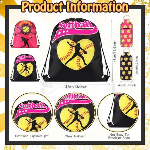 Paterr 60 Pcs Softball Party Favors Softball Gifts 12 Softball Drawstring Bag 12 Softball Makeup Bags 12 Softball Lipstick Holder 12 Hair Scrunchies 12 Bracelet for Softball Party (Cute Style) in Saudi Arabia
