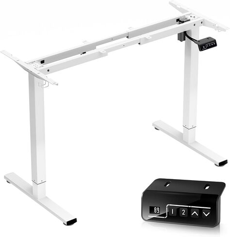 Single Motor Electric Stand Up Desk Frame, Height Adjustable Standing Desk Frame for Home Office Desk, Ergonomic Sit Stand Desk Base Workstation, White in Saudi Arabia