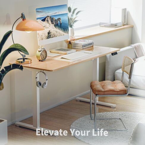 Single Motor Electric Stand Up Desk Frame, Height Adjustable Standing Desk Frame for Home Office Desk, Ergonomic Sit Stand Desk Base Workstation, White in Saudi Arabia