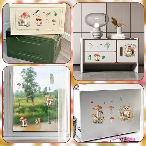 Wandic 6pcs عتيقة الفطر الأوراق الخضراء فرك على ملصقات النقل ل Diy Scrapbooking أثاث الصور in Kuwait