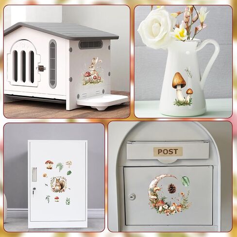 Wandic 6pcs عتيقة الفطر الأوراق الخضراء فرك على ملصقات النقل ل Diy Scrapbooking أثاث الصور in Kuwait